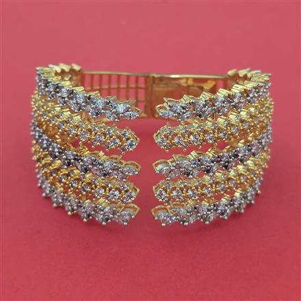 American Diamond Broad Kada with Rhodium Plating 2 Tone Plating Carat Plating