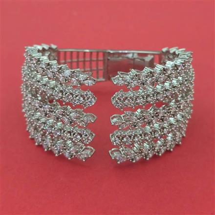 American Diamond Broad Kada with Rhodium Plating 2 Tone Plating Carat Plating