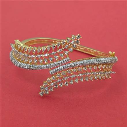 American Diamond Openable kada with Rhodium Plating 2 Tone Plating Carat Plating
