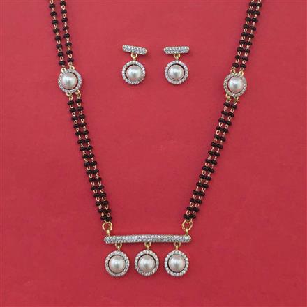 American Diamond Pearl Mangalsutra with Carat Plating