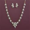 American Diamond Pearl Necklace with Rhodium Plating 2 Tone Plating Mehndi Plating
