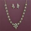 American Diamond Pearl Necklace with Rhodium Plating 2 Tone Plating Mehndi Plating