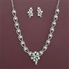 American Diamond Pearl Necklace with Rhodium Plating 2 Tone Plating Mehndi Plating