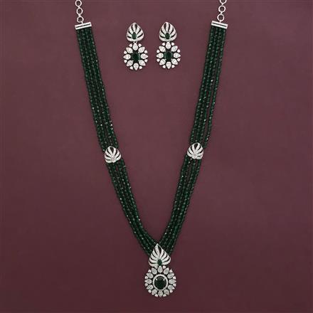 American Diamond Classic Necklace with Rhodium Plating
