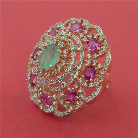American Diamond Hazoorilal Ring with Carat Plating