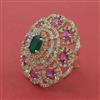 American Diamond Hazoorilal Ring with Carat Plating