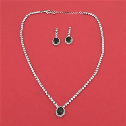 American Diamond Classic Necklace with Rhodium Plating