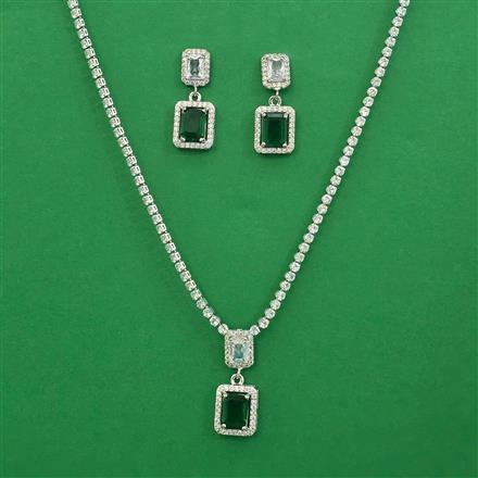 American Diamond Classic Necklace with Rhodium Plating