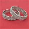 American Diamond Pearl Bangles with Rhodium Plating