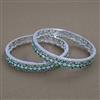 American Diamond 2 Pc Classic Bangles with Rhodium Plating