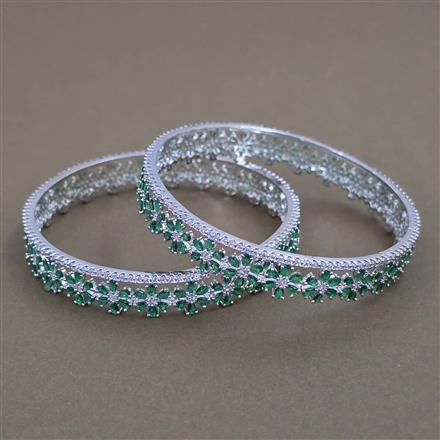American Diamond 2 Pc Classic Bangles with Rhodium Plating