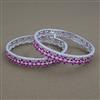 American Diamond 2 Pc Classic Bangles with Rhodium Plating