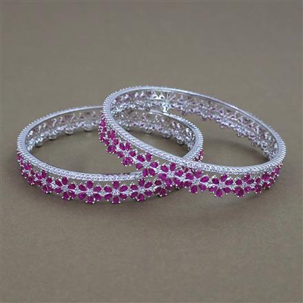 American Diamond 2 Pc Classic Bangles with Rhodium Plating