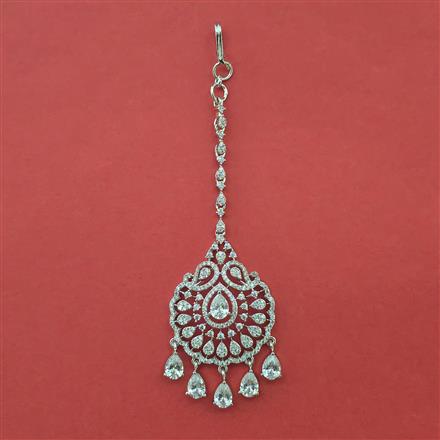 American Diamond Classic Tikka with Rhodium Plating