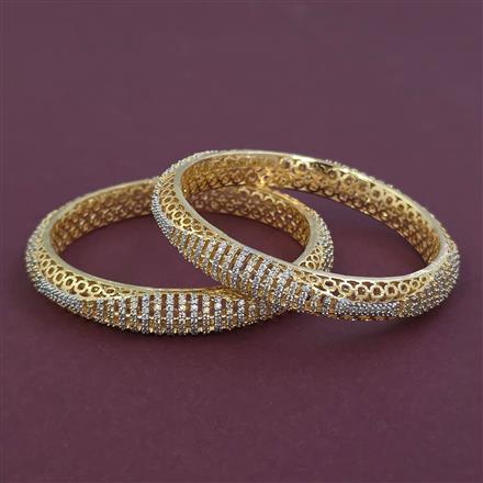 American Diamond 2 Pc Classic Bangles with 2 Tone Plating
