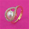American Diamond Adjustable Ring with Rhodium Plating 2 Tone Plating Mehndi Plating