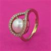 American Diamond Adjustable Ring with Rhodium Plating 2 Tone Plating Mehndi Plating