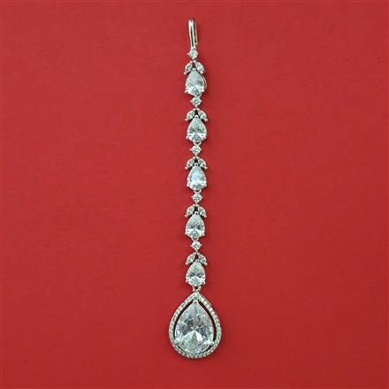 American Diamond Classic Tikka with Rhodium Plating