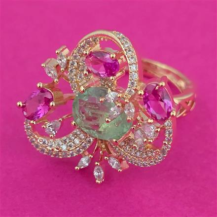 American Diamond Adjustable Ring with Carat Plating
