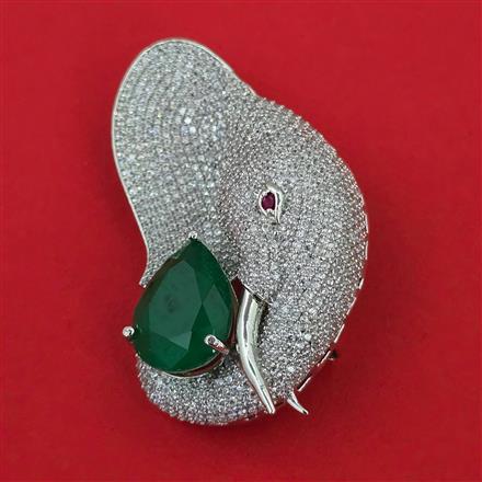 American Diamond Animal Brooch with Rhodium Plating