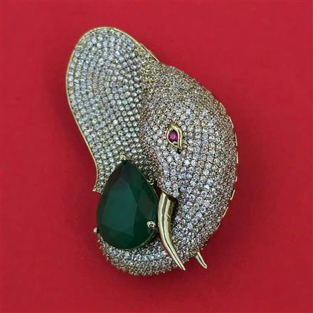 American Diamond Animal Brooch with Mehndi Plating