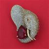 American Diamond Animal Brooch with Mehndi Plating