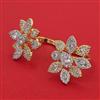 American Diamond Adjustable Ring with Rhodium Plating 2 Tone Plating Mehndi Plating