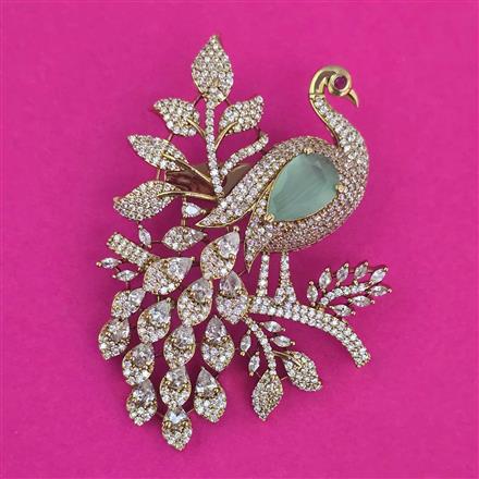American Diamond Birds Brooch with Mehndi Plating
