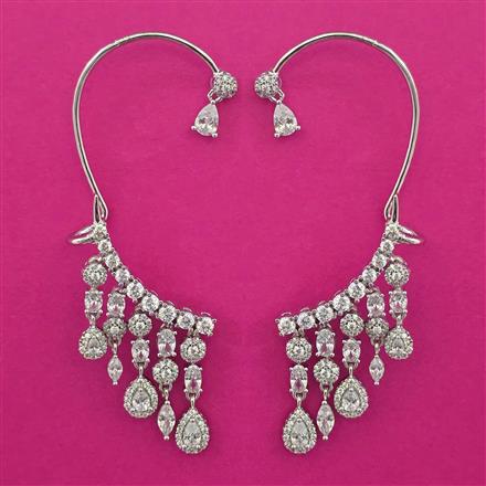 American Diamond Earcuff with Rhodium Plating 2 Tone Plating Mehndi Plating