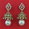 American Diamond Jhumki with Rhodium Plating 2 Tone Plating Mehndi Plating