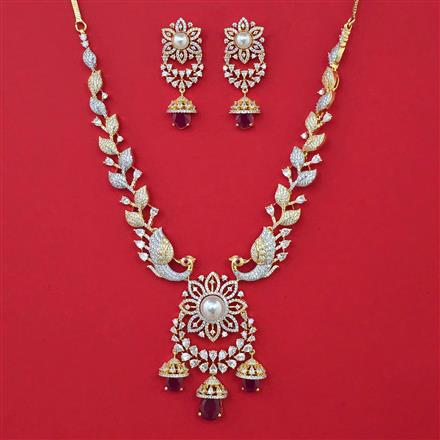 American Diamond Birds Necklace with 2 Tone Plating