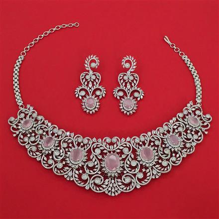 American Diamond Classic Necklace with Rhodium Plating