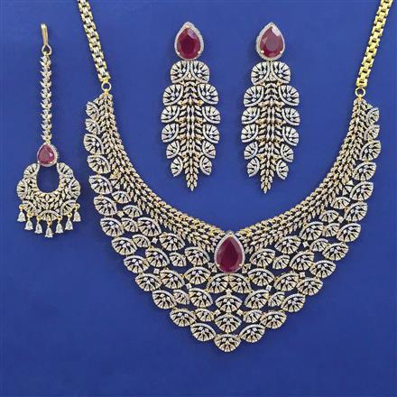 American Diamond Classic Necklace with 2 Tone Plating