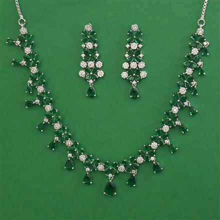 American Diamond Classic Necklace with Rhodium Plating