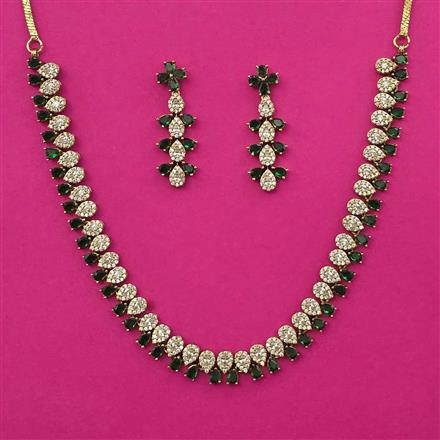 American Diamond Choker Necklace with Mehndi Plating