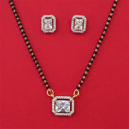 American Diamond Delicate Mangalsutra with Rhodium Plating 2 Tone Plating