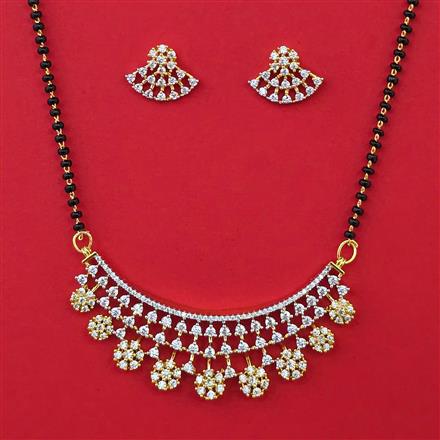 American Diamond Classic Mangalsutra with Rhodium Plating 2 Tone Plating