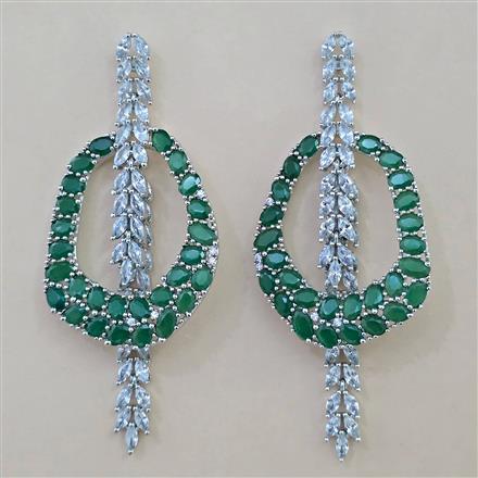 American Diamond Classic Earring with Rhodium Plating