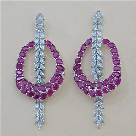 American Diamond Classic Earring with Rhodium Plating