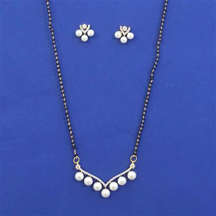 American Diamond Pearl Mangalsutra with 2 Tone Plating