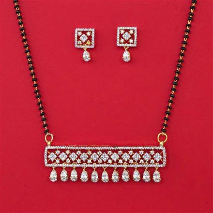 American Diamond Classic Mangalsutra with Rhodium Plating 2 Tone Plating