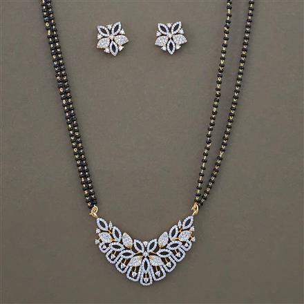 American Diamond Classic Mangalsutra with Rhodium Plating 2 Tone Plating