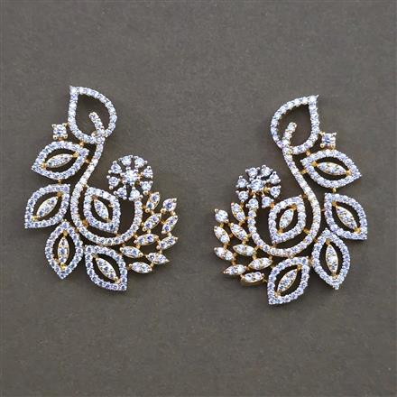 American Diamond Classic Earring with Rhodium Plating 2 Tone Plating
