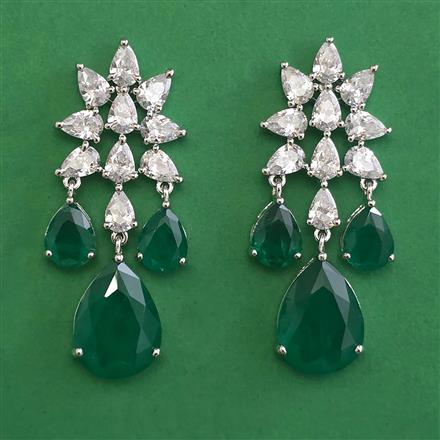 American Diamond Classic Earring with Rhodium Plating