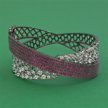 American Diamond Broad Kada with Black Plating