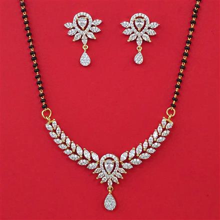 American Diamond Classic Mangalsutra with Rhodium Plating 2 Tone Plating