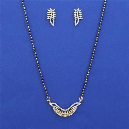 American Diamond Classic Mangalsutra with Rhodium Plating 2 Tone Plating