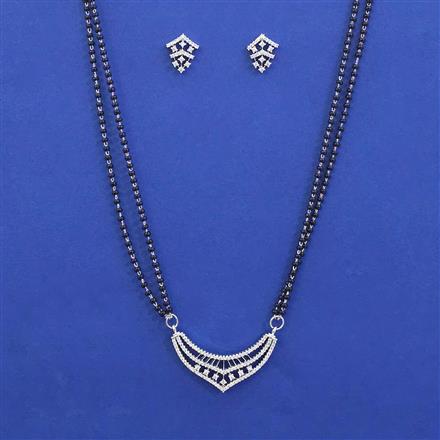 American Diamond Classic Mangalsutra with Rhodium Plating 2 Tone Plating