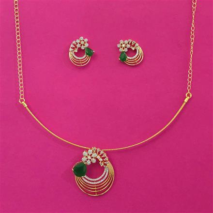 American Diamond Classic Pendant Set with 2 Tone Plating