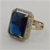 American Diamond Adjustable Ring with Mehndi Plating